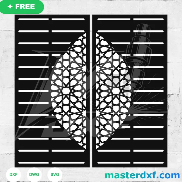 Crescent Moroccan Star Slatted DXF Screen for CNC Doors DXF File